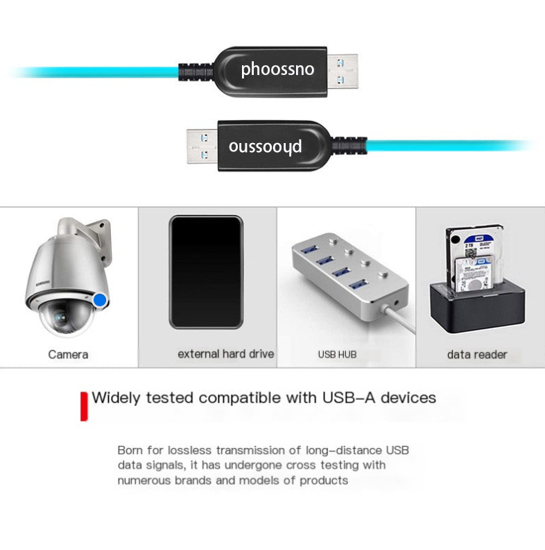 Phoossno Pure Fiber USB3.2 Cable MPO Type A Male Extension Cable