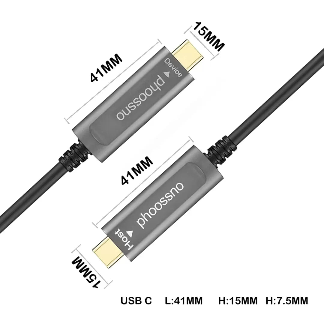 Cable de fibra óptica USB C a C de Phoossno Cable USB 3.1 tipo C