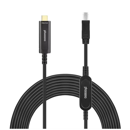 Cable de extensión USB tipo C a B de Phoossno, USB óptico activo de 10 Gbps