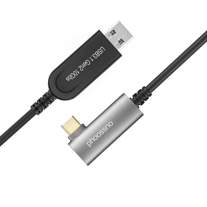 Phoossno USB A auf C rechts 90℃ Verlängerungsfaser-Optikkabel USB 3.1 Gen2 10Gbp