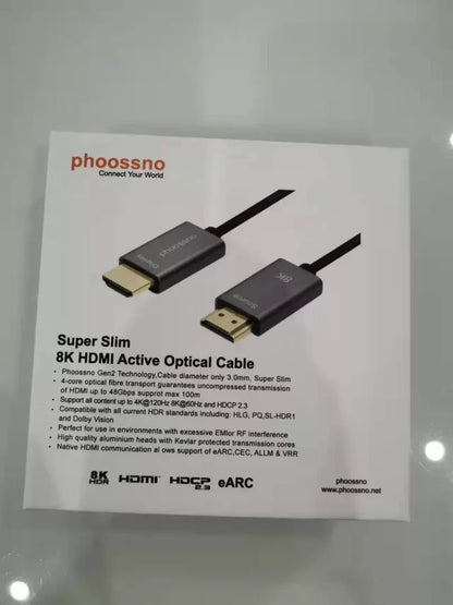 Cable HDMI 2.1 de fibra óptica 8K superdelgado