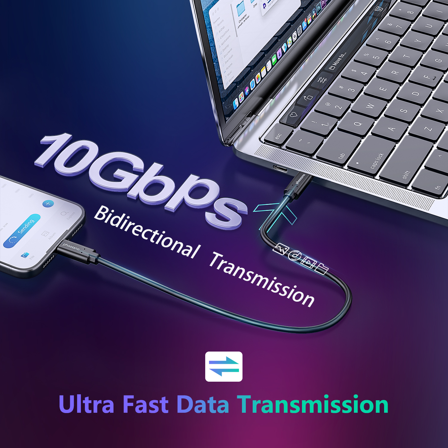 Phoossno USB C auf C Glasfaserkabel USB 3.1 Typ C Kabel