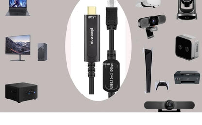 Phoossno USB Type C To B Extension Cable Active Optical USB 10Gbps