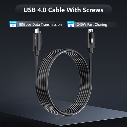 phoossno USB 4.0 Cable, Lock Shaped Structure, 80Gbps Transmission Speed, 240W Power Supply, Supports 8K or 4K displays,