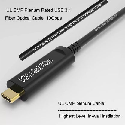 Cable USB C a C de fibra óptica 3.1 con certificación UL CMP Plenum de Phoosssmo