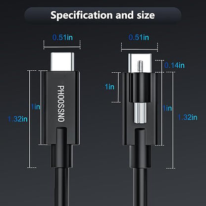 phoossno USB 4.0 Cable, Lock Shaped Structure, 80Gbps Transmission Speed, 240W Power Supply, Supports 8K or 4K displays,