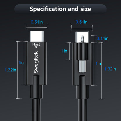 phoossno USB 4.0 Cable, Lock Shaped Structure, 80Gbps Transmission Speed, 240W Power Supply, Supports 8K or 4K displays,