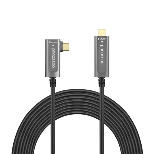 Cable de fibra óptica Phoossno USB C a C en ángulo de 90 grados USB 3.1 tipo C