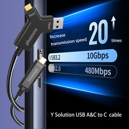 phoossno Y Solution USB A&C to C Active Optical Cable Version,33FT Supports All Mainstream Operating Systems Windows, Mac OS, Linux and is Compatible with Multiple USB Device Types