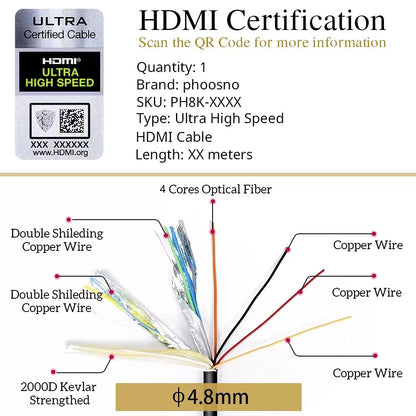 8K HDMI Armored Certified Fiber Optical 2.1 Cable