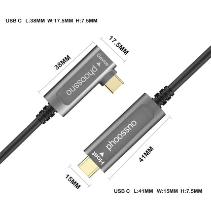 Phoossno USB C auf C 90 Grad abgewinkeltes Glasfaserkabel USB 3.1 Typ C