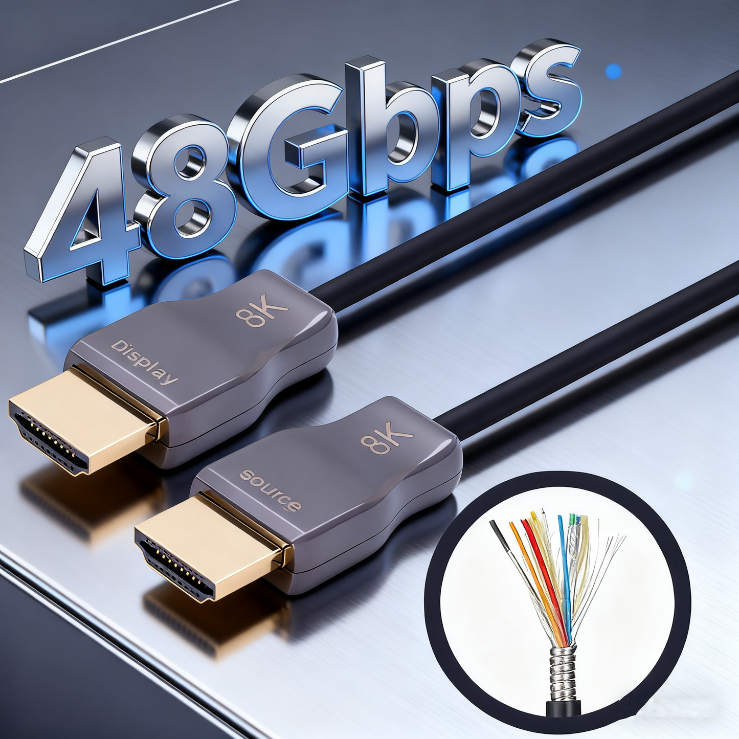 Phoossno-zertifiziertes 8K HDMI 2.1-Glasfaserkabel