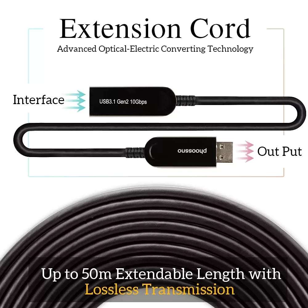 Phoossno USB 3.1 Extension Cable Active Optical USB 10Gbps