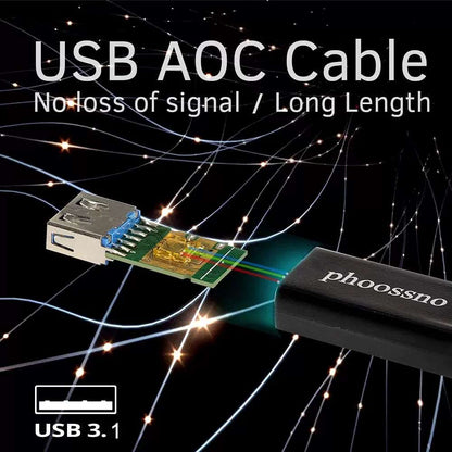 Phoossno UL CMP Plenum Rated USB 3.1 Extension Active Optical Cableb10Gbps